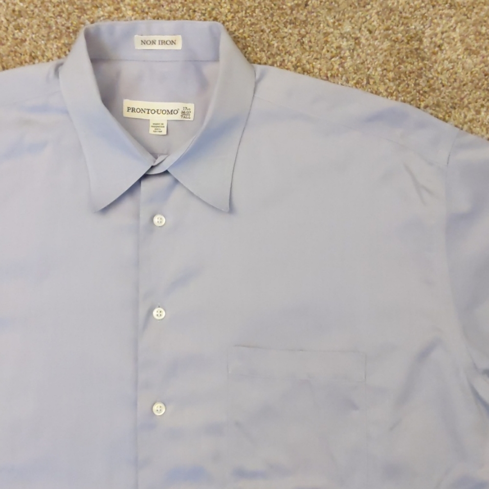 Pronto-Uomo Light Purple Dress Shirt . 17.5 36/37 Tall - Picture 11 of 13